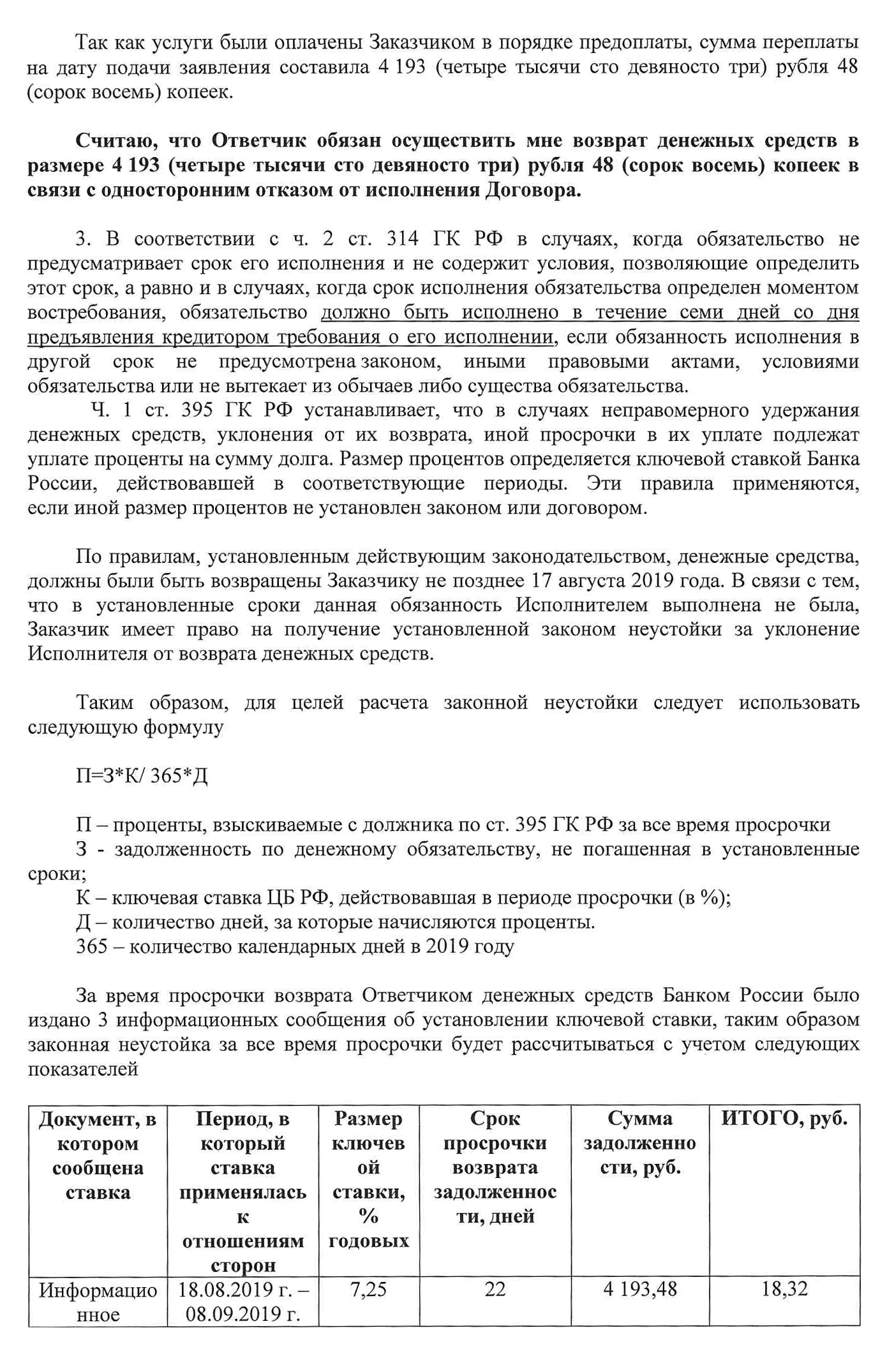 Когда начинаешь писать исковое заявление, остановиться трудно. В итоге мой иск занял шесть страниц, требования изложены на последней