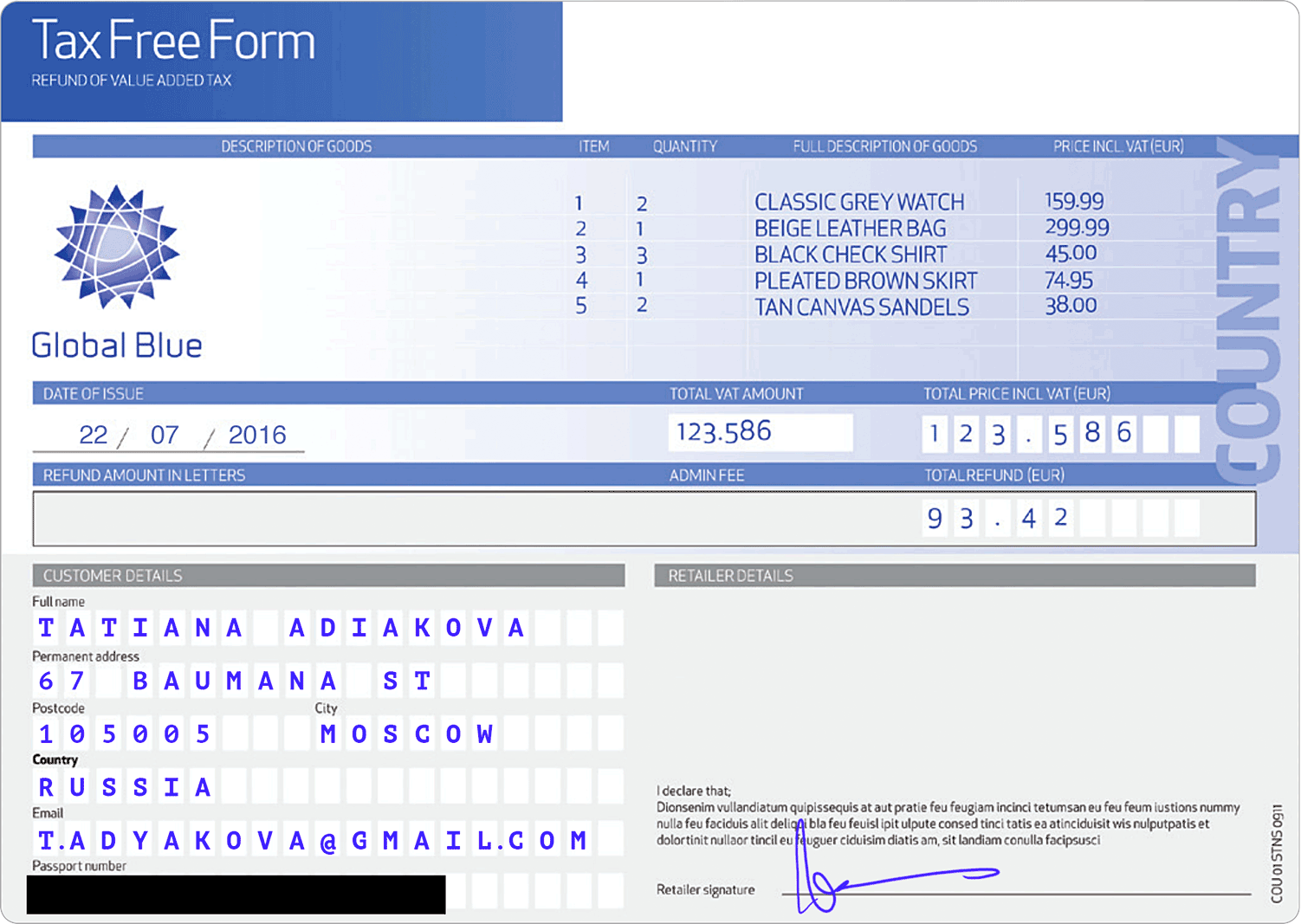 Global blue. Такс фри форма Глобал Блю. Пример заполненных форм Tax free. Такс фри форма как заполнить. Форма заполнения такс фри Кипр.