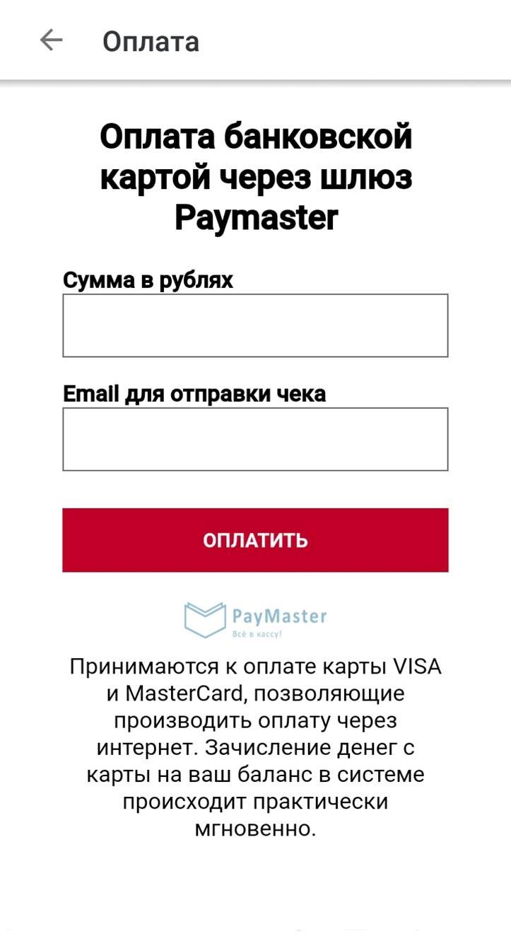 Форма для оплаты заказов такая же, как при покупке в любом интернет-магазине