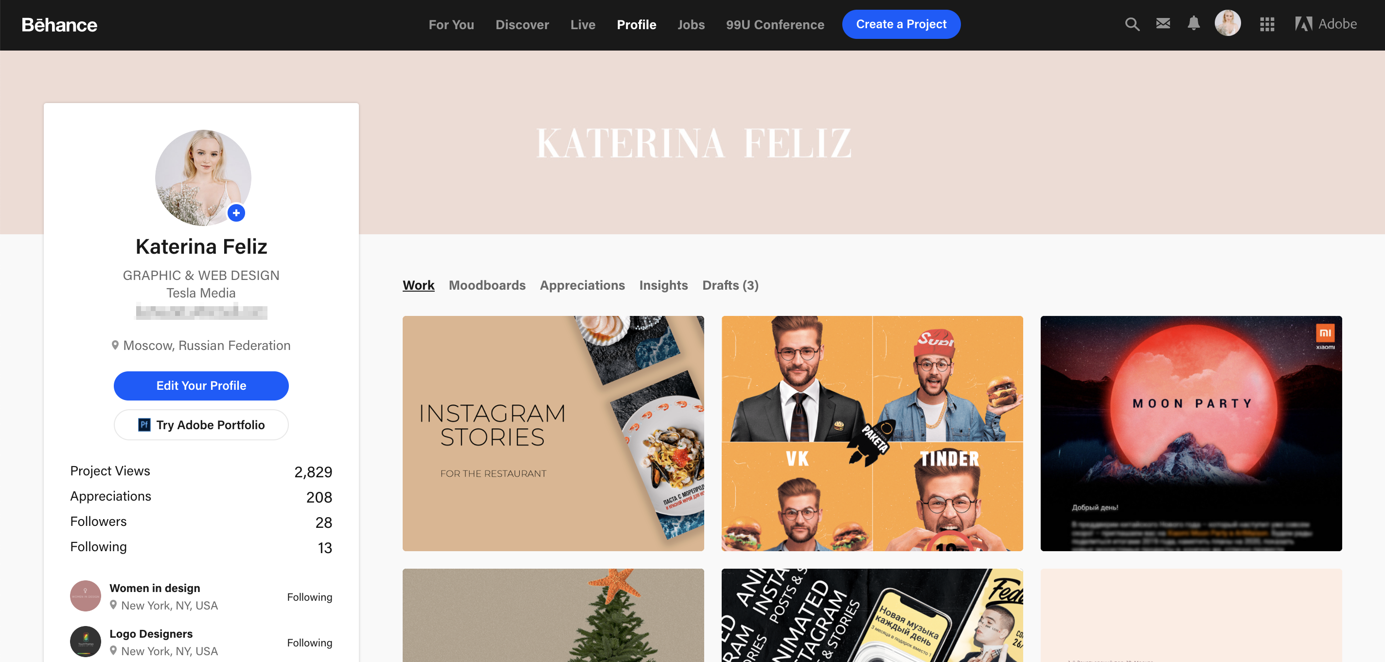 Мое портфолио на Behance