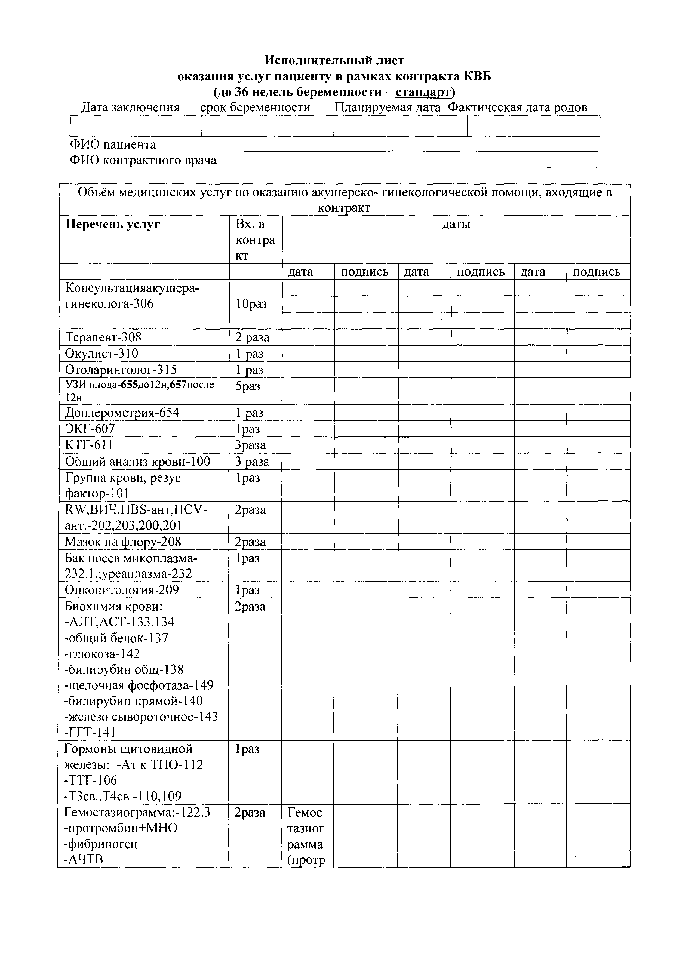 Это исполнительный лист. Я ленилась носить его на приемы и фиксировать, какие процедуры я прошла. Когда срок контракта истек, доказать, что я что-то не прошла, было уже невозможно
