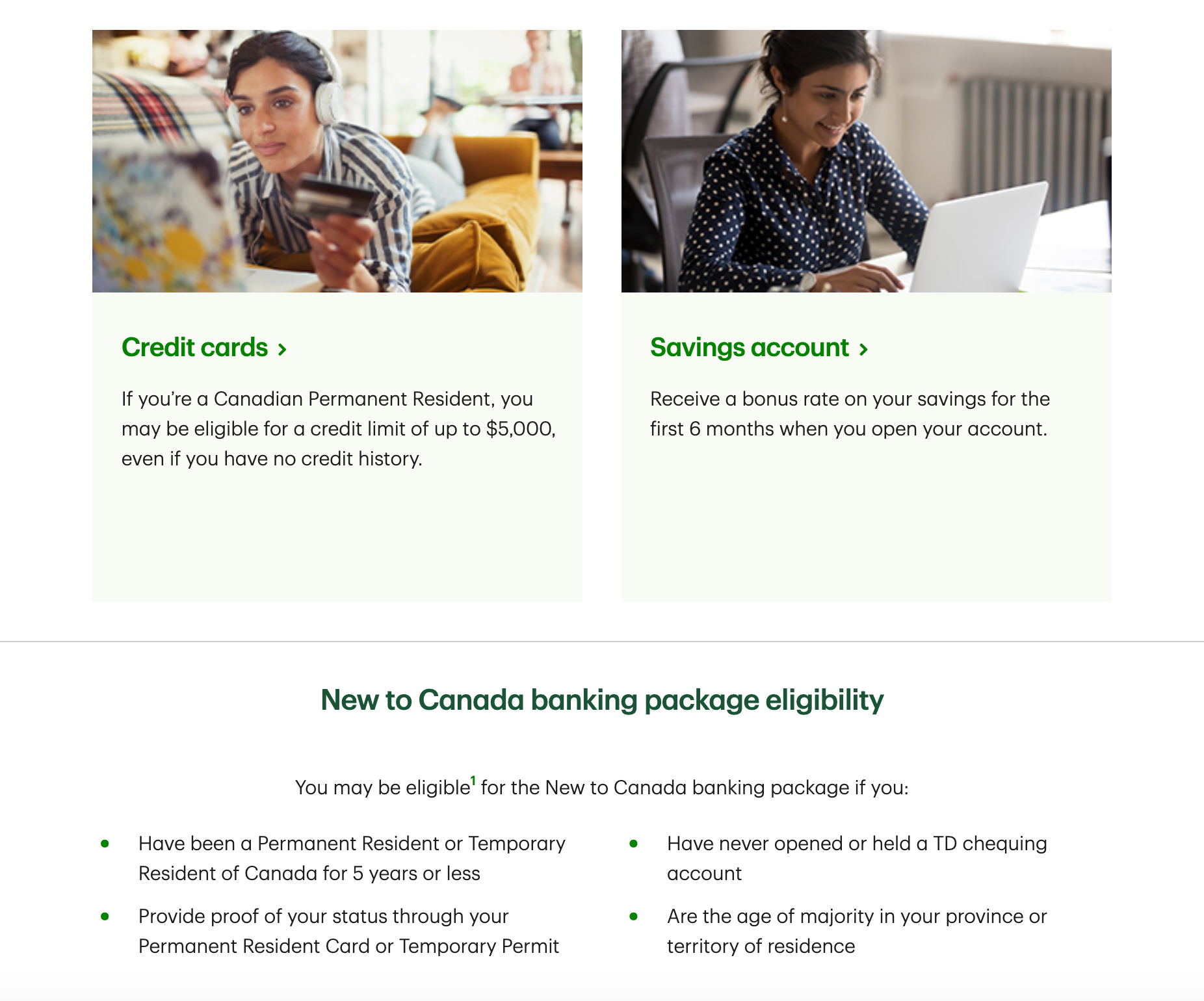 Предложение для новоприбывших в TD Bank