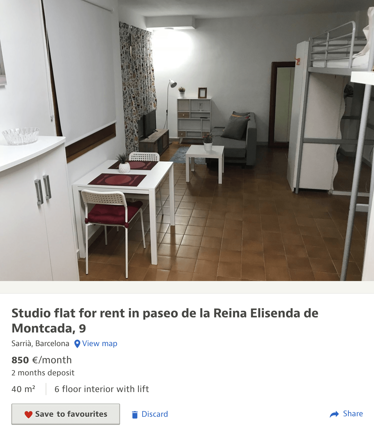 Студия 40 м² сдается за 850 € в месяц
