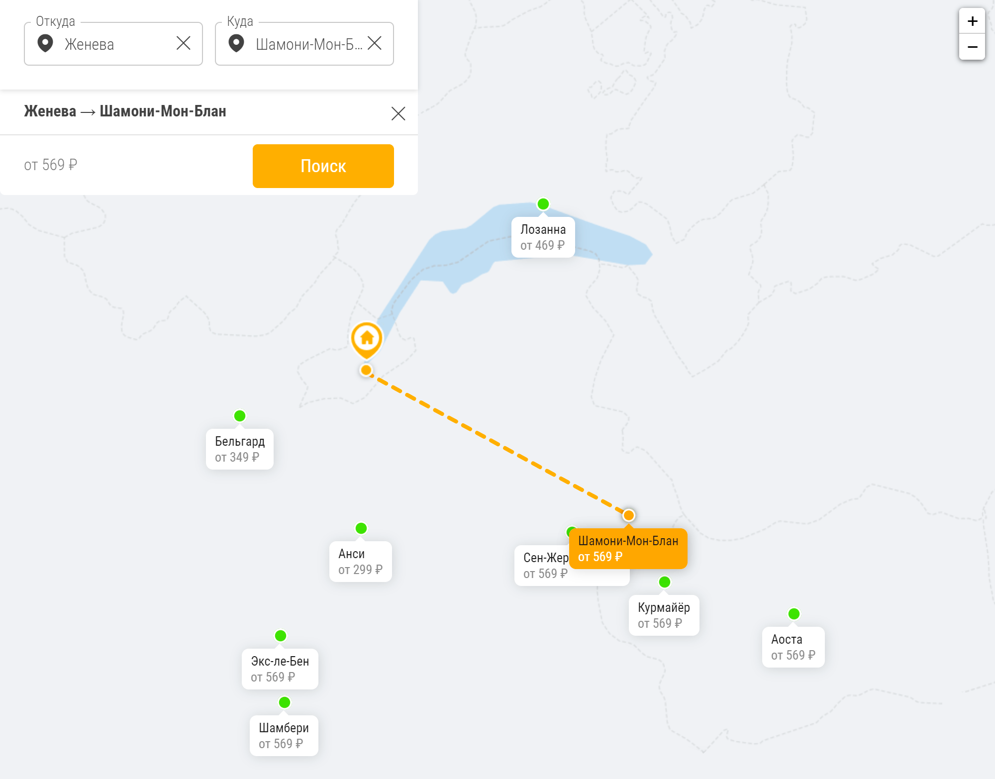 Автобус Flixbus из Женевы в Шамони