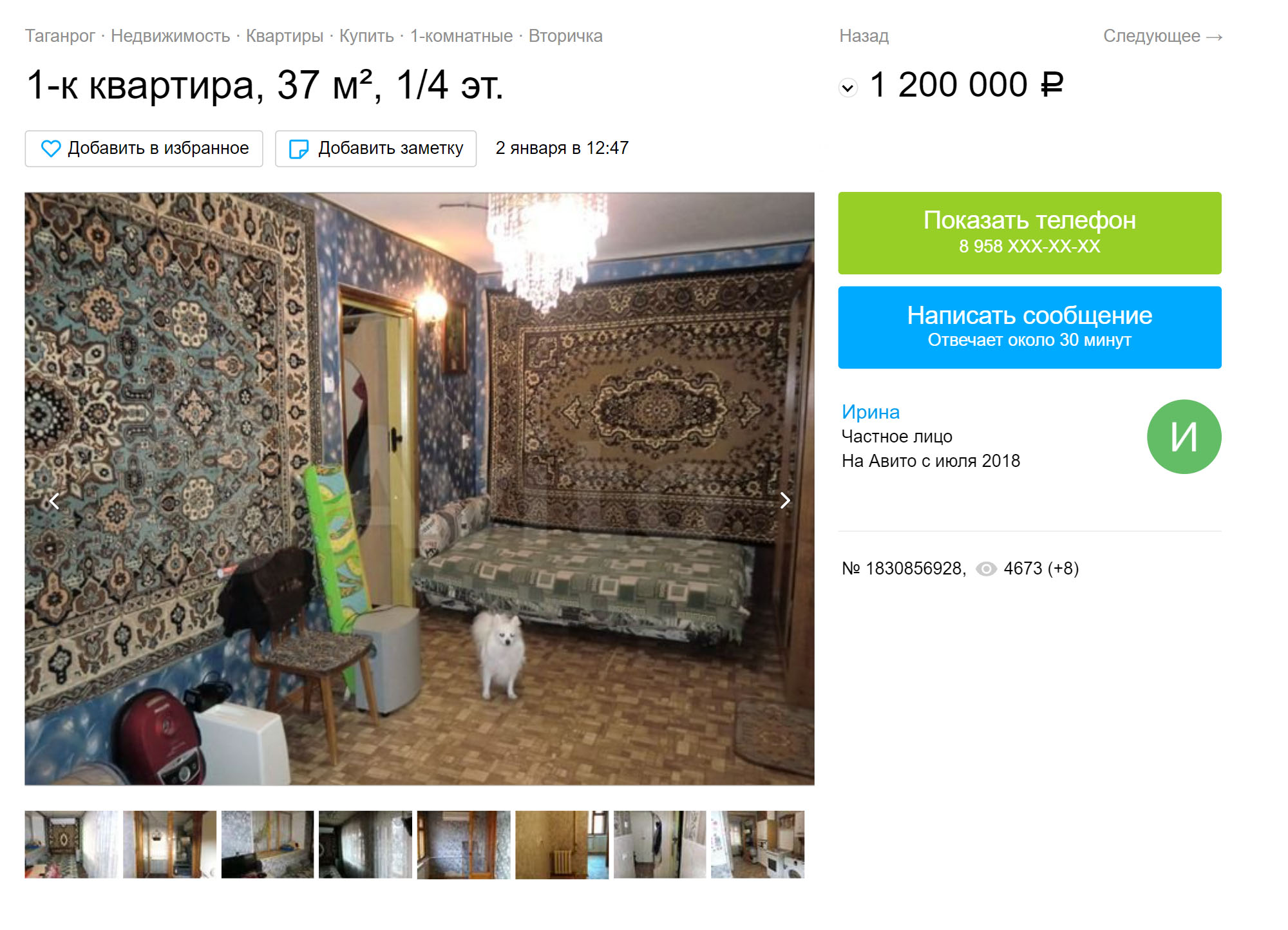 Однокомнатная квартира на улице Пальмиро Тольятти не в самом лучшем районе, возле рощи Дубки. Таганрожцы называют это место «пьяный двор» из-за любви местных жителей к спиртному