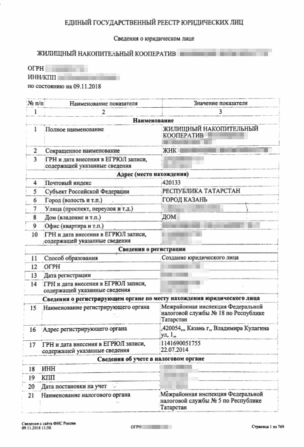 По ОГРН узнала, когда создан кооператив, по какому адресу зарегистрирован, фамилию директора
