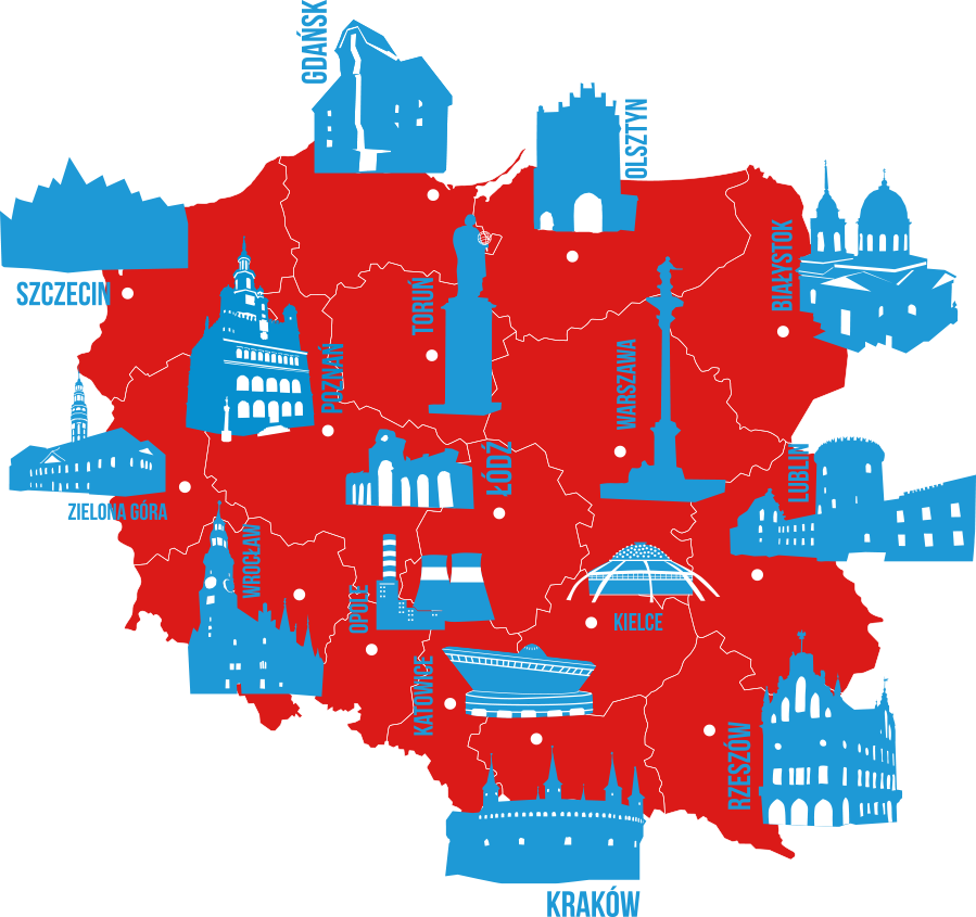 Города, в которых уже побывали участники программы: Варшава, Краков, Познань, Гданьск и другие. Источник: studytourspl.pl