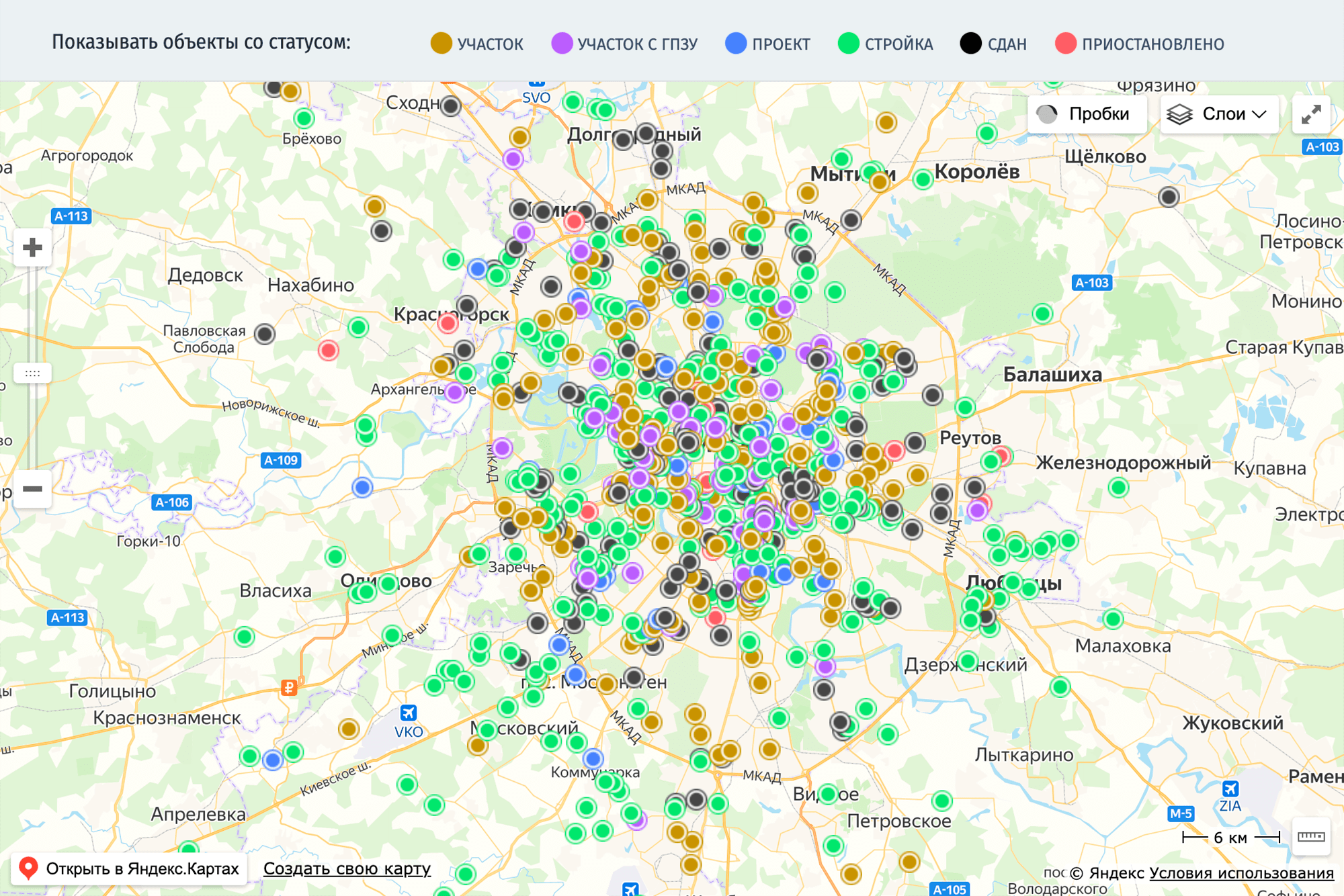 Новостройки москвы на карте