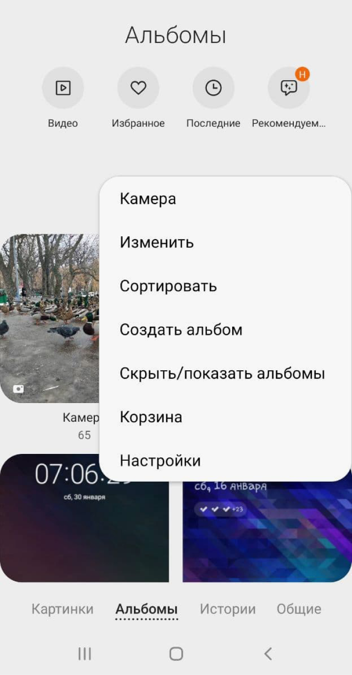 Выбирайте во всплывающем меню «Корзину»