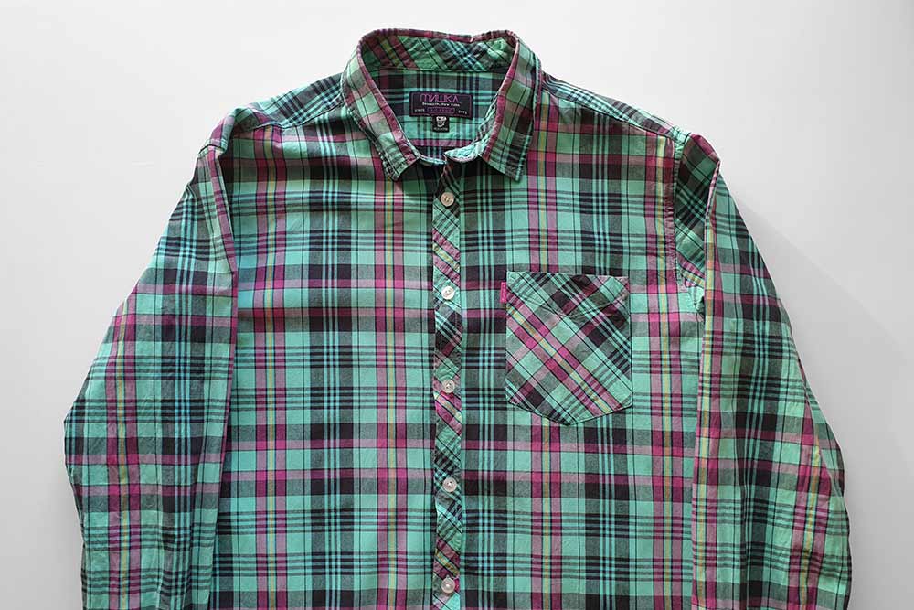 Рубашку Mishka NYC муж купил на развес за 90 <span class=ruble>Р</span>. Новая стоила бы примерно 4500 <span class=ruble>Р</span>
