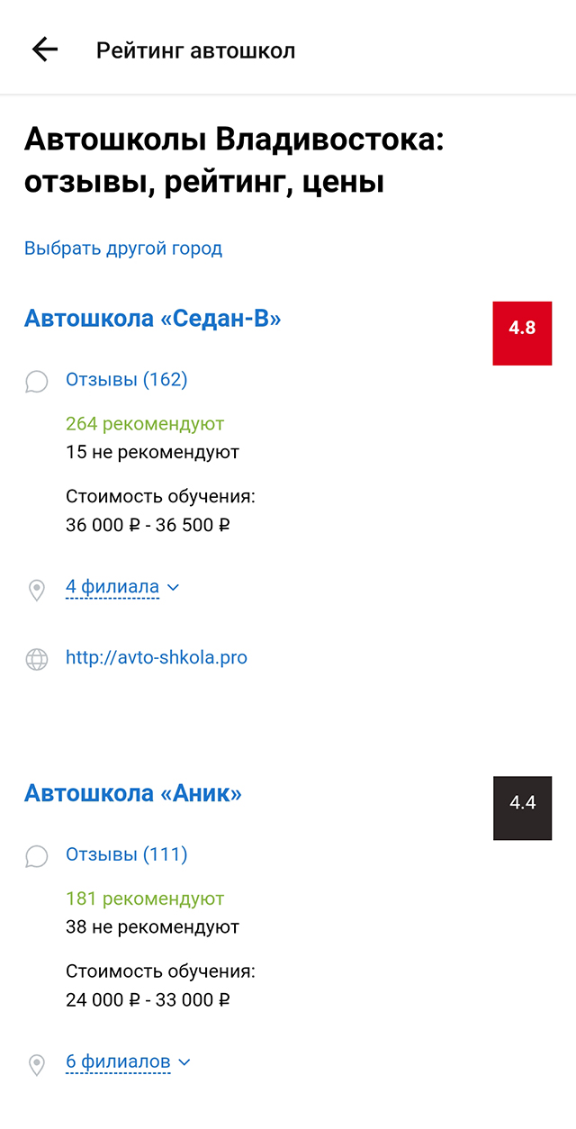 Во Владивостоке стоимость обучения в автошколе в среднем начинается от 20 тысяч рублей. Источник: «Дром»