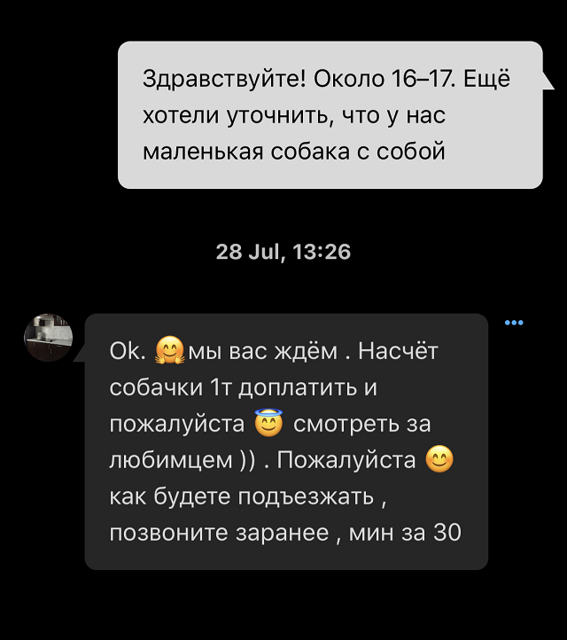 В Нижнем Новгороде мы доплатили за собаку 1000 <span class=ruble>Р</span> за три ночи проживания в квартире