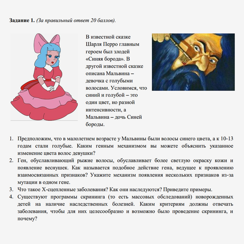 Задание заключительного этапа олимпиады по медицине для учеников 10 и 11 классов
