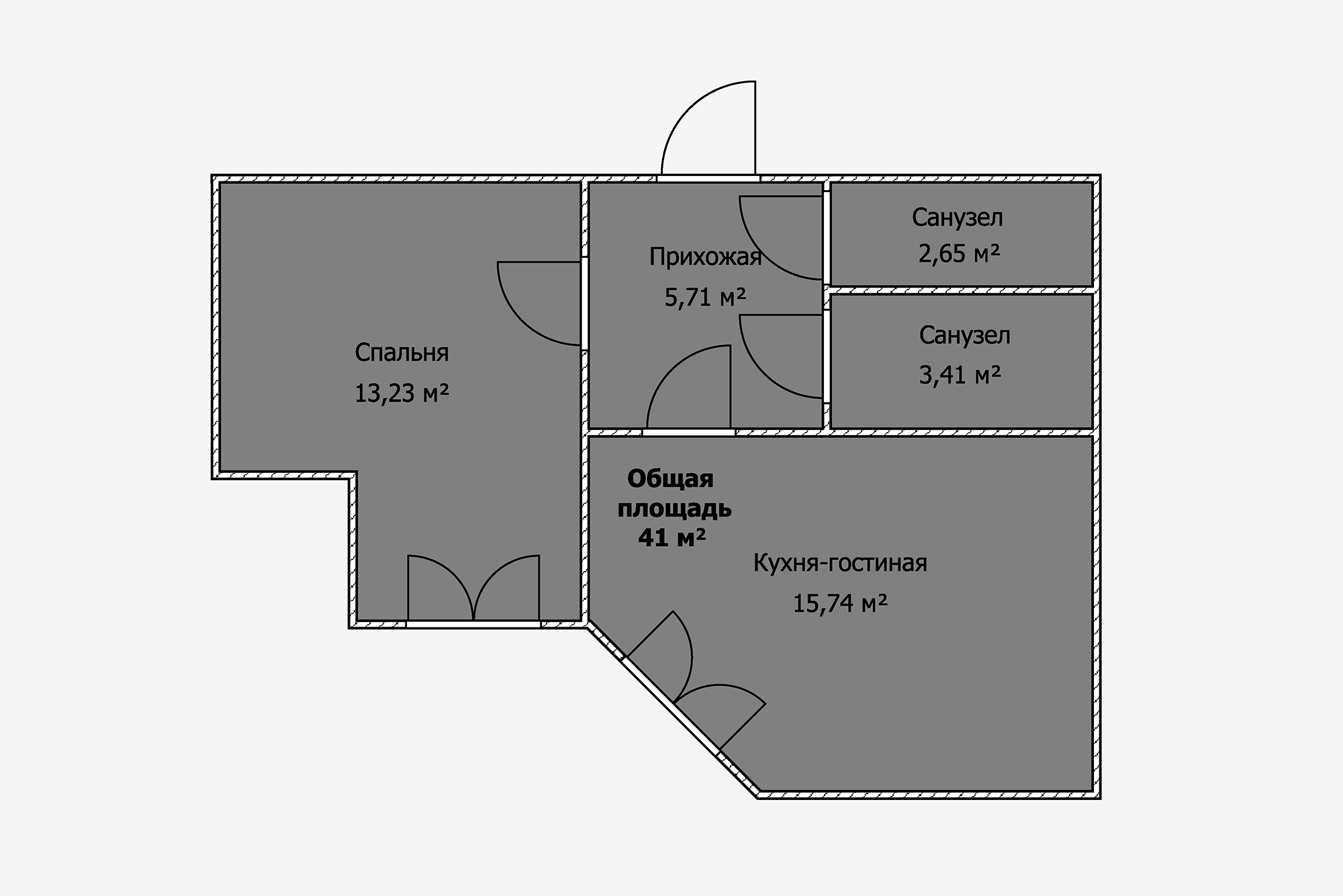 Квартиры, которые расширяются по мере удаления от окон, обычно расположены на внутренних углах зданий. Окон в таком жилье мало, и они практически смотрят друг на друга. Из-за этого даже в комнатах с окнами света мало, а в технических помещениях его нет совсем