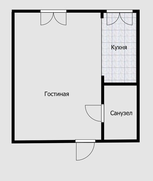 Но объединить кухню и комнату в однокомнатной квартире нельзя. Нужно выделить ее простенками или напольным покрытием, чтобы хотя бы формально было понятно, что это отдельное помещение