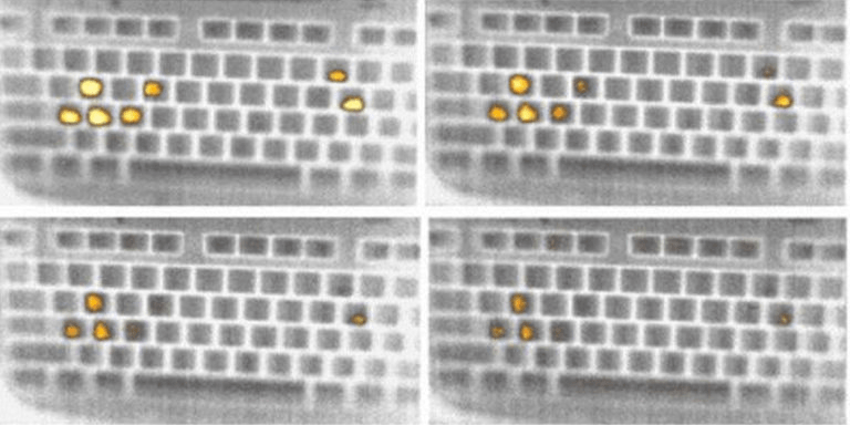 Тепловой след от пальцев после ввода пароля. Источник — arXiv.org