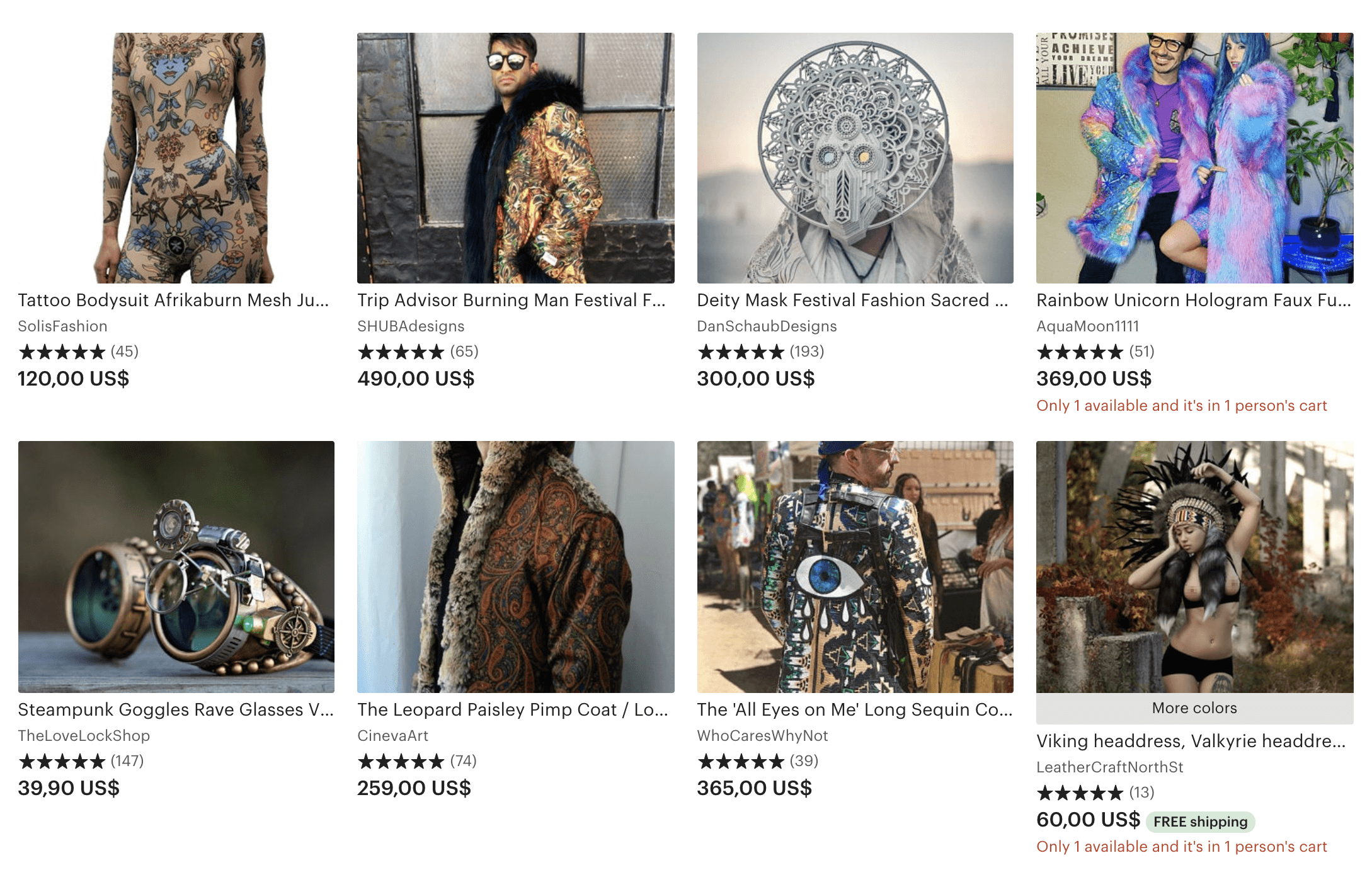 На Etsy очень много эффектных костюмов, но стоят они дорого