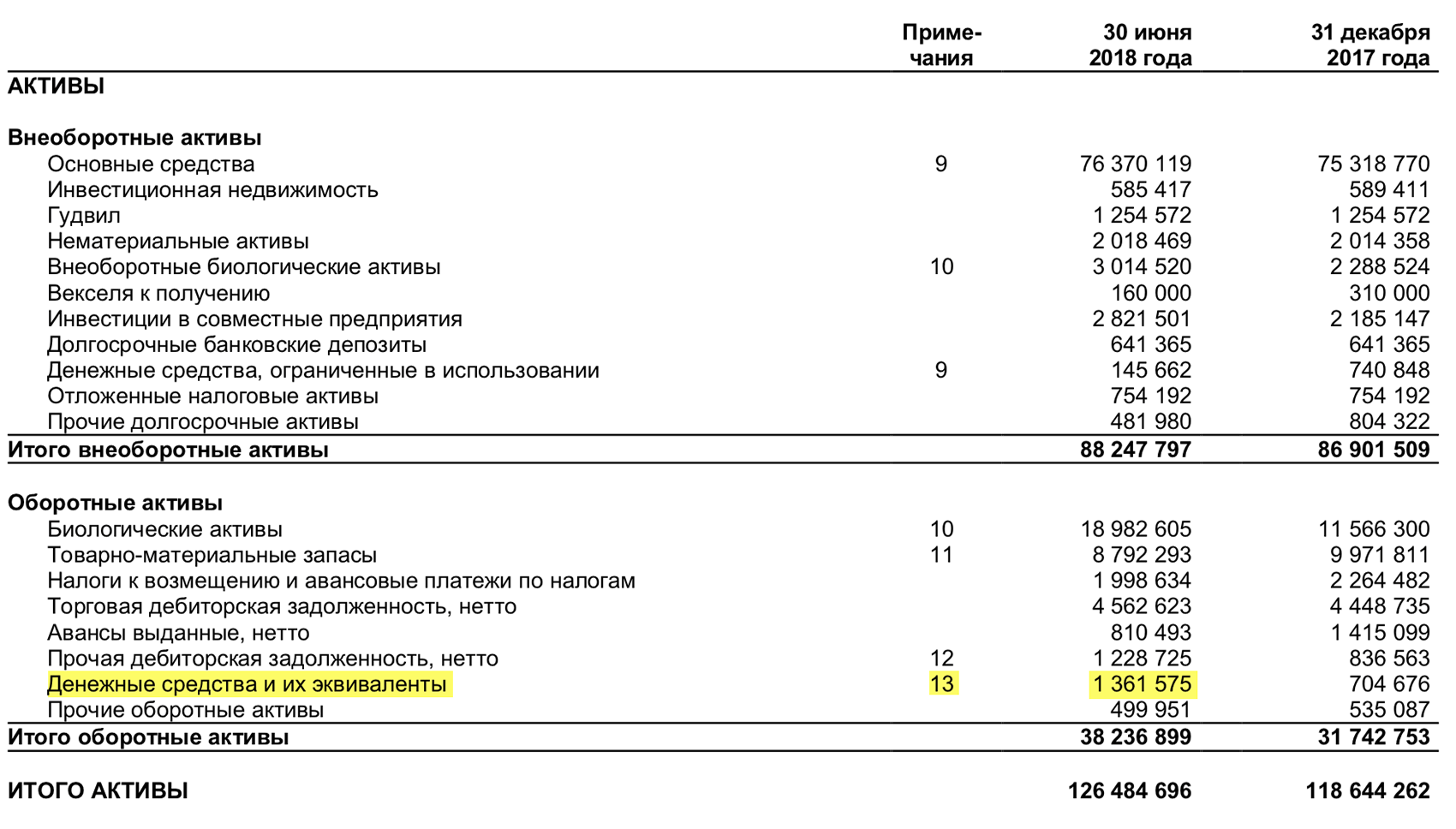 Отчет о финансовом положении «Черкизово» за 1 полугодие 2018 года, стр. 4