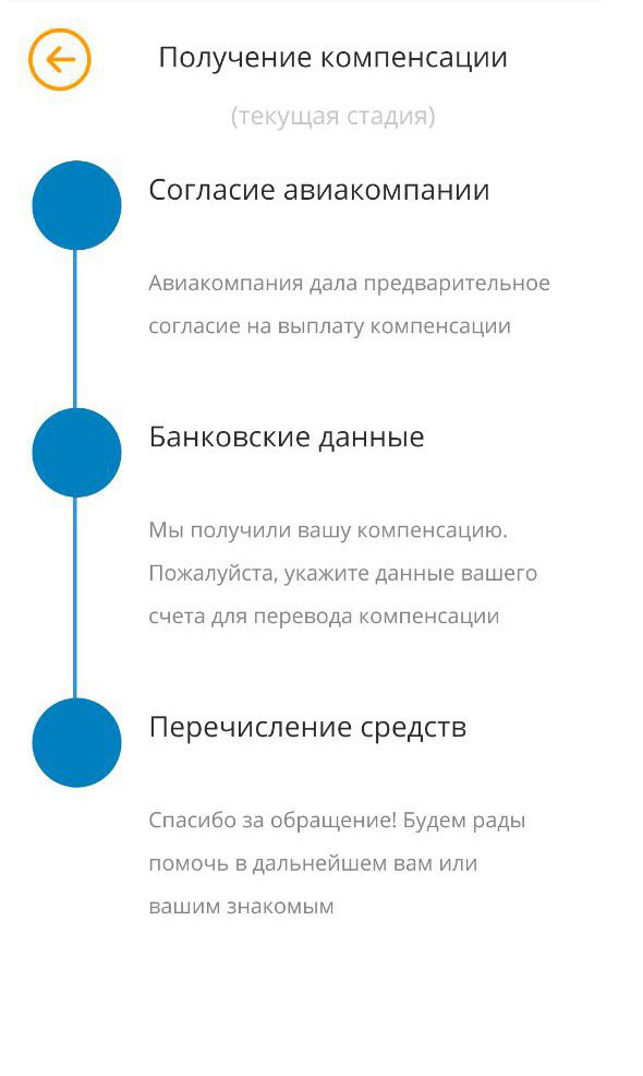 Этапы работы «Компенсэйр» можно посмотреть в личном кабинете