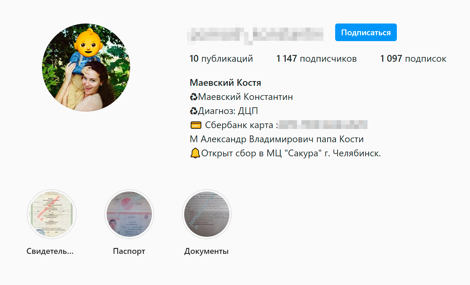 В профиль «Инстаграма» мошенник даже загрузил какие-то документы. Но подделка все равно довольно очевидная — здесь расчет на то, что эмоции победят