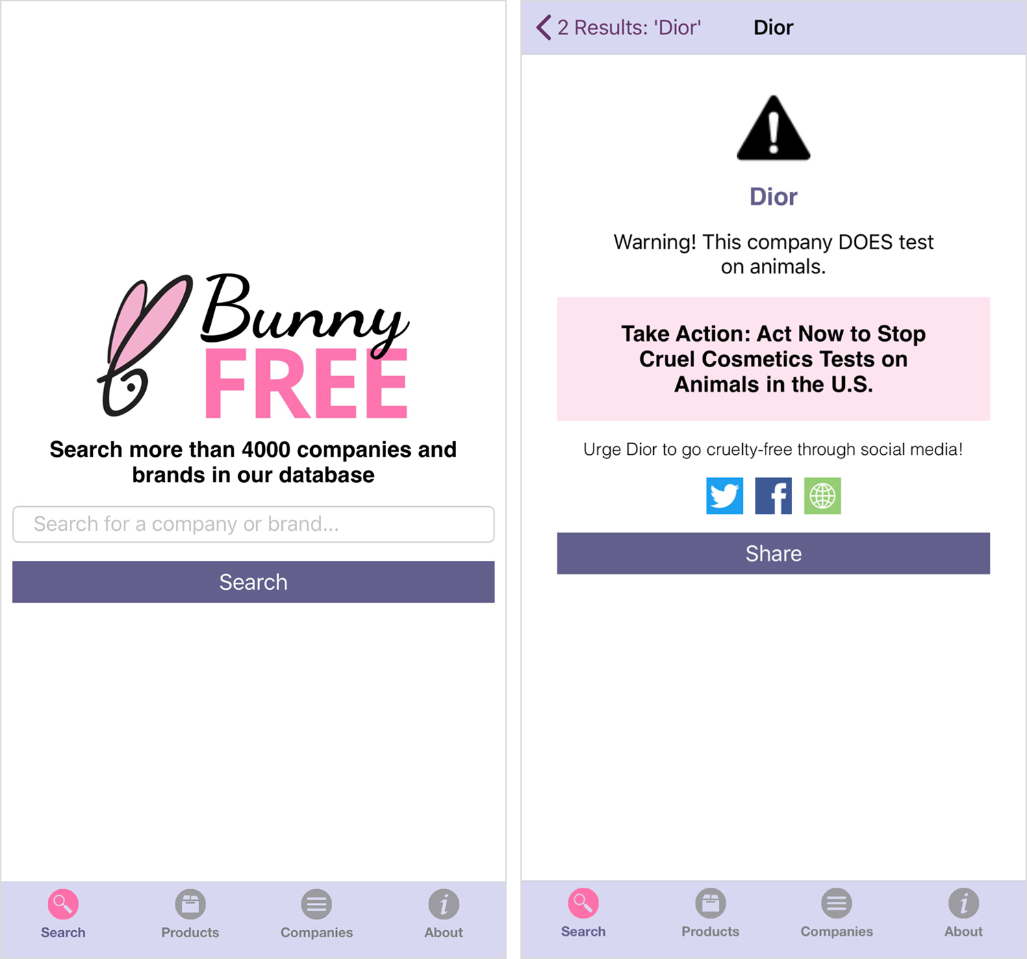 Приложение Bunny Free показывает, какую косметику тестируют на животных