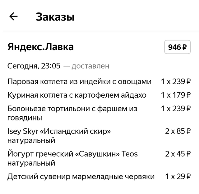 Заказ из «Лавки»