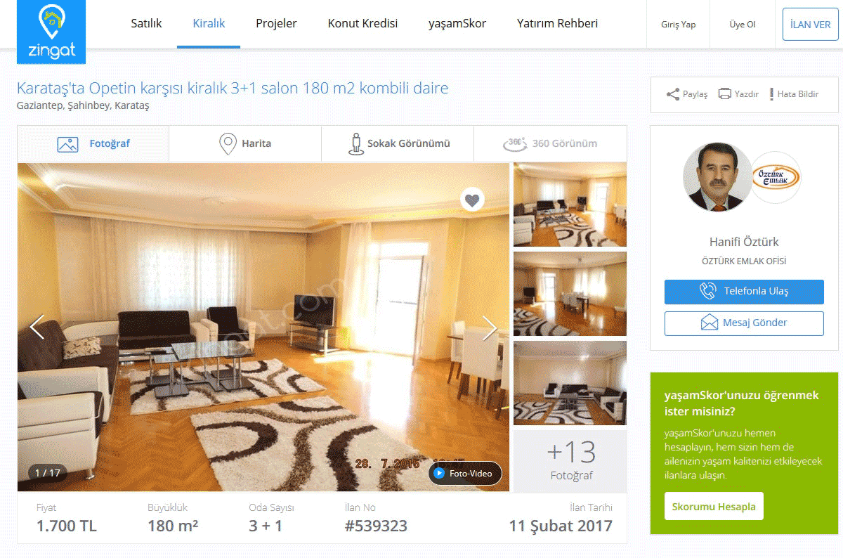 Квартира с тремя спальнями площадью 180 м² в хорошем районе обойдется в 1700 лир в месяц