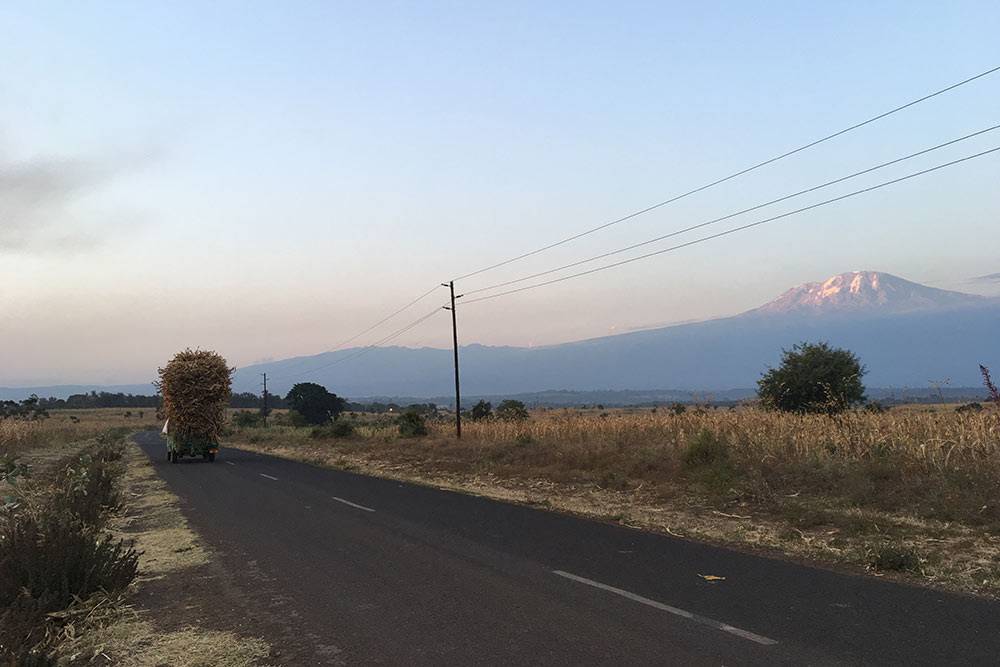 Дорога к&nbsp;нашему отелю и&nbsp;Килиманджаро на&nbsp;закате