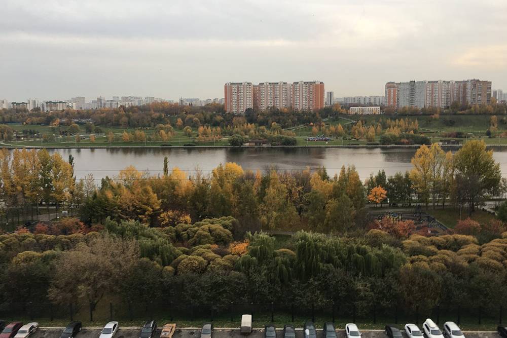 Вид из окна на Москву-реку. Сегодня пасмурно