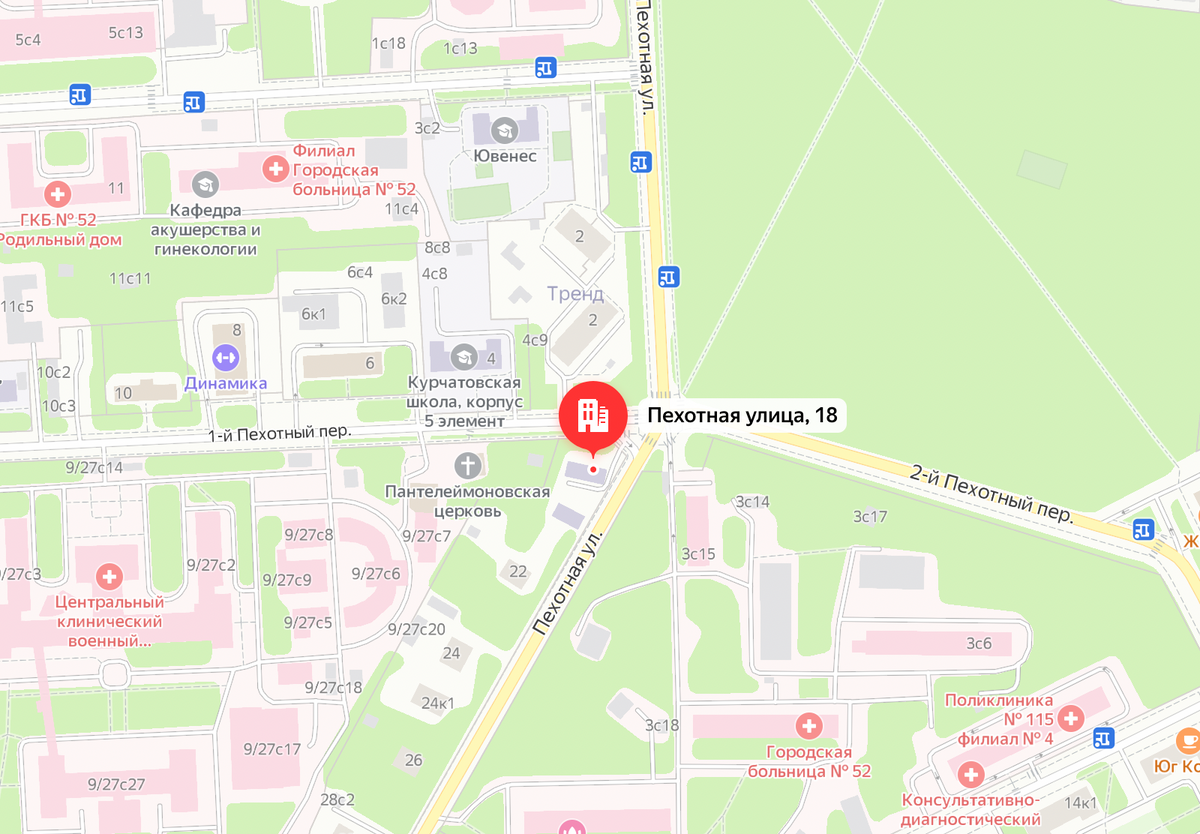 Адреса, который был указан в постановлении, не существует. Автомобиль стоял около дома&nbsp;18 на Пехотной улице. Источник: yandex.ru