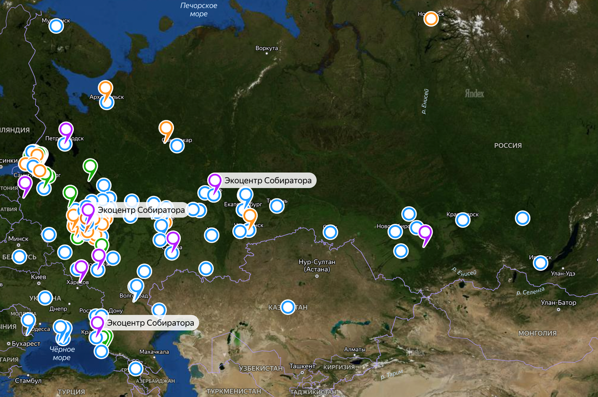 Карта экологических инициативных групп России и других стран на «Яндекс-картах»