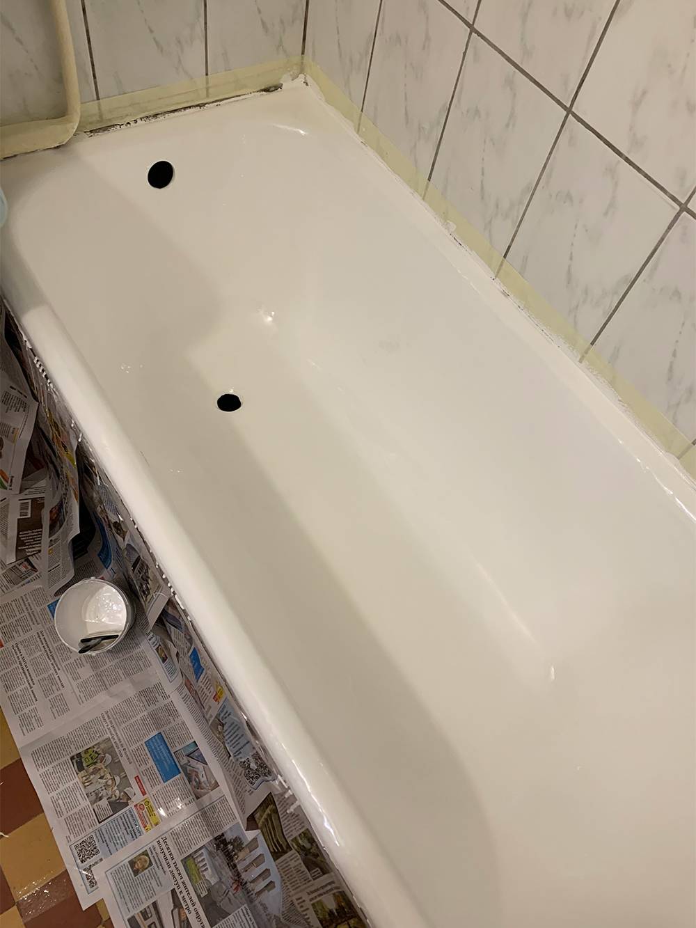 Когда ванну покрасили, она выглядела как новая