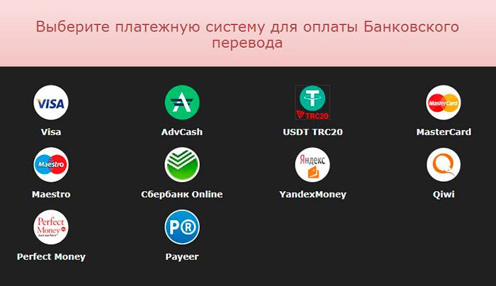 Для&nbsp;уплаты комиссии на сайте «казино» предлагают разные платежные системы, но карты не сработают — доступны только анонимные способы