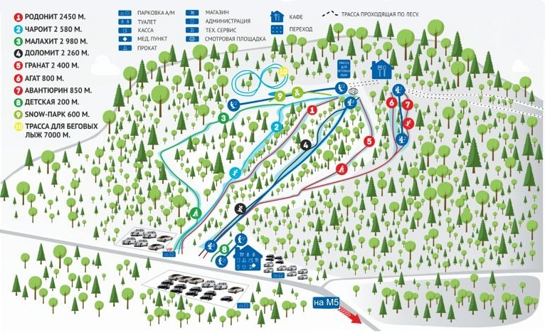 Схема трасс на курорте «Завьялиха»
