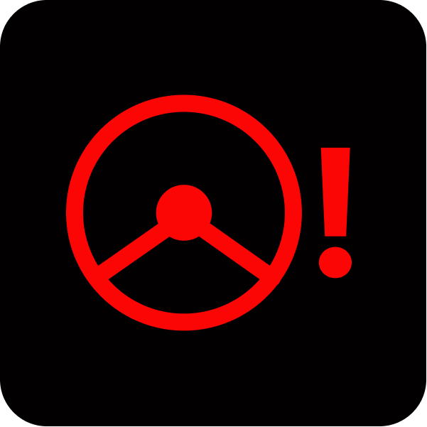 Знак индикации поломки рулевого управления — красный руль с восклицательным знаком