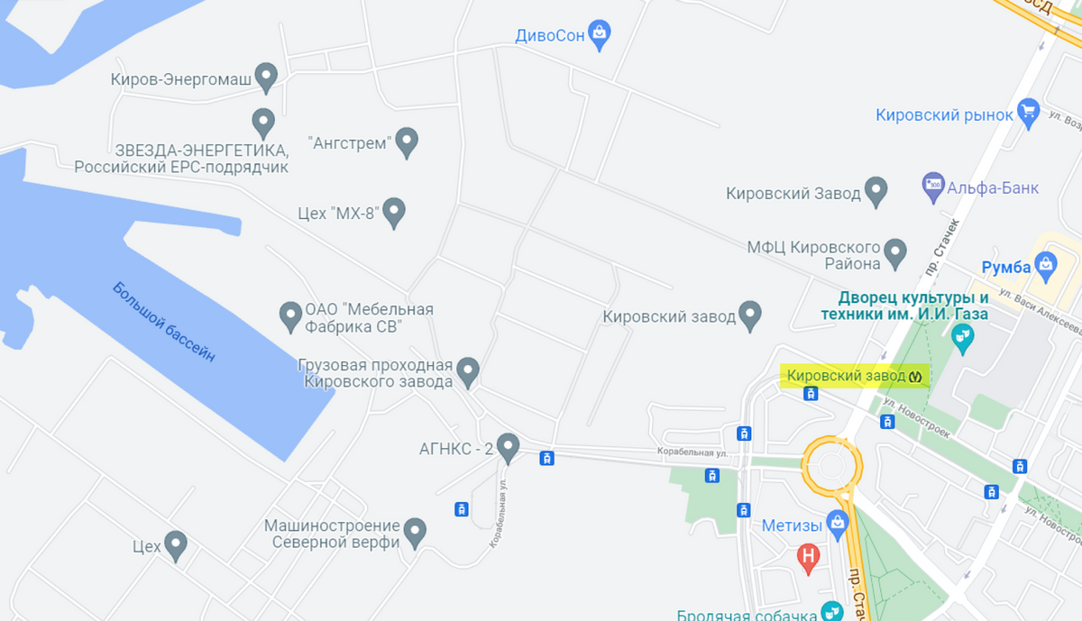 Промышленная зона Кировского района рядом с метро «Кировский завод»