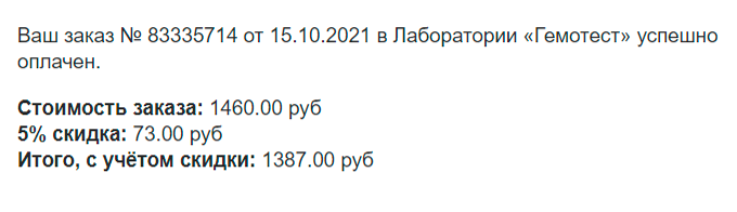 Я заплатила 1387 <span class=ruble>Р</span> за обычный тест, потому&nbsp;что получила пятипроцентную скидку — за возраст до 25 лет