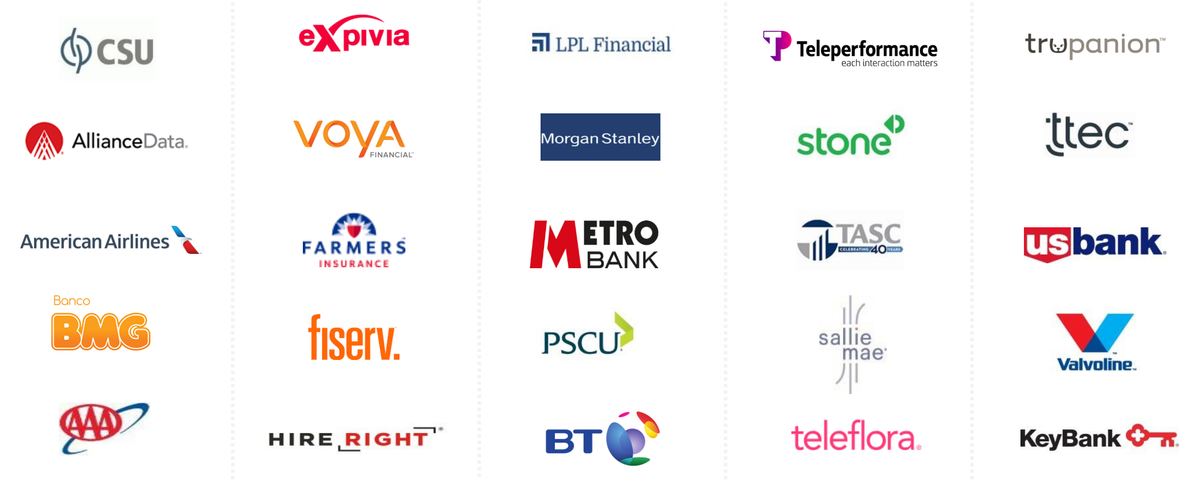 Логотипы клиентов компании в сегменте общения с клиентами. Источник: презентация NICE, слайд&nbsp;19