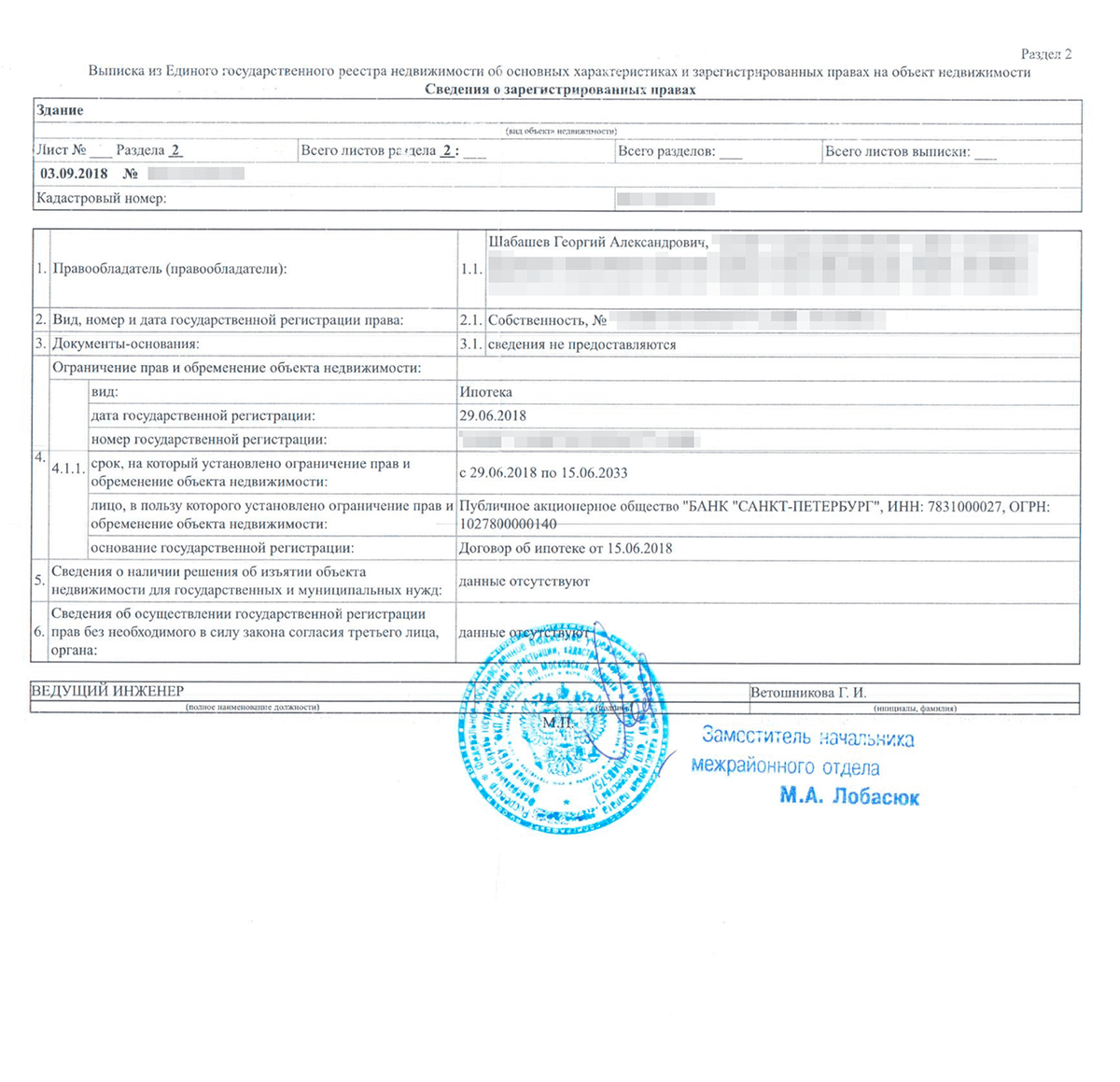 Официальную выписку из егрн