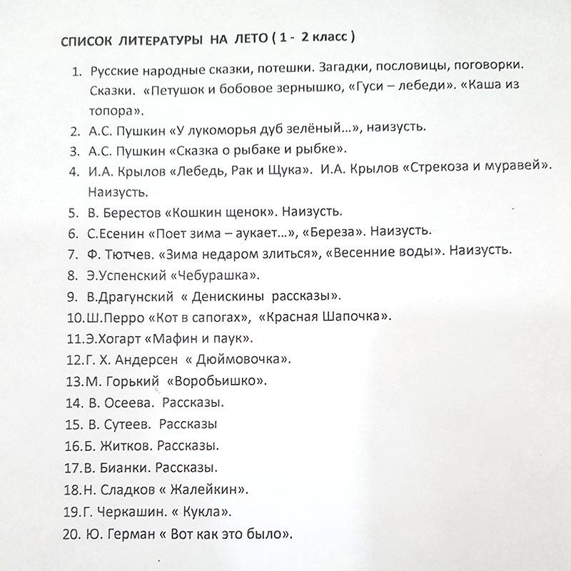 А вот список сына. Он воспринял все в штыки, потому&nbsp;что учитель сказал выучить некоторые стихи