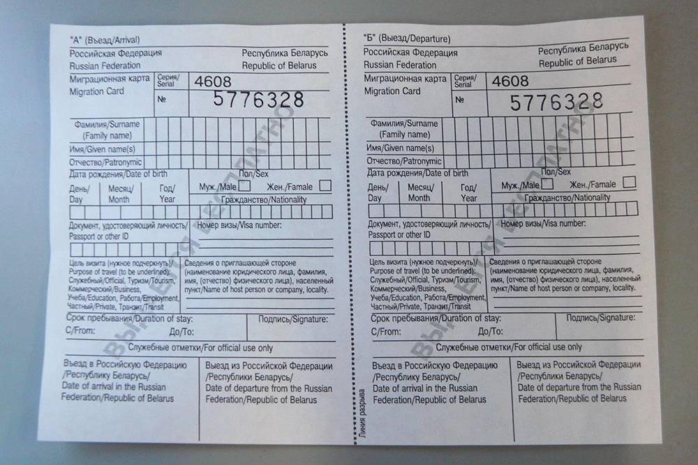 Миграционная карта для граждан белоруссии