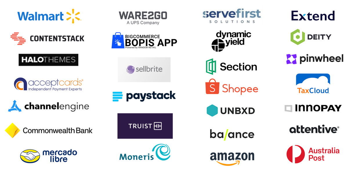 Логотипы партнеров BigCommerce. Источник: презентация BigCommerce, слайд&nbsp;10
