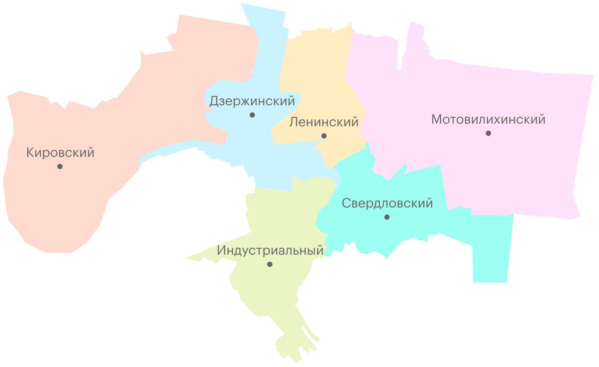 Карта с границами районов перми с границами