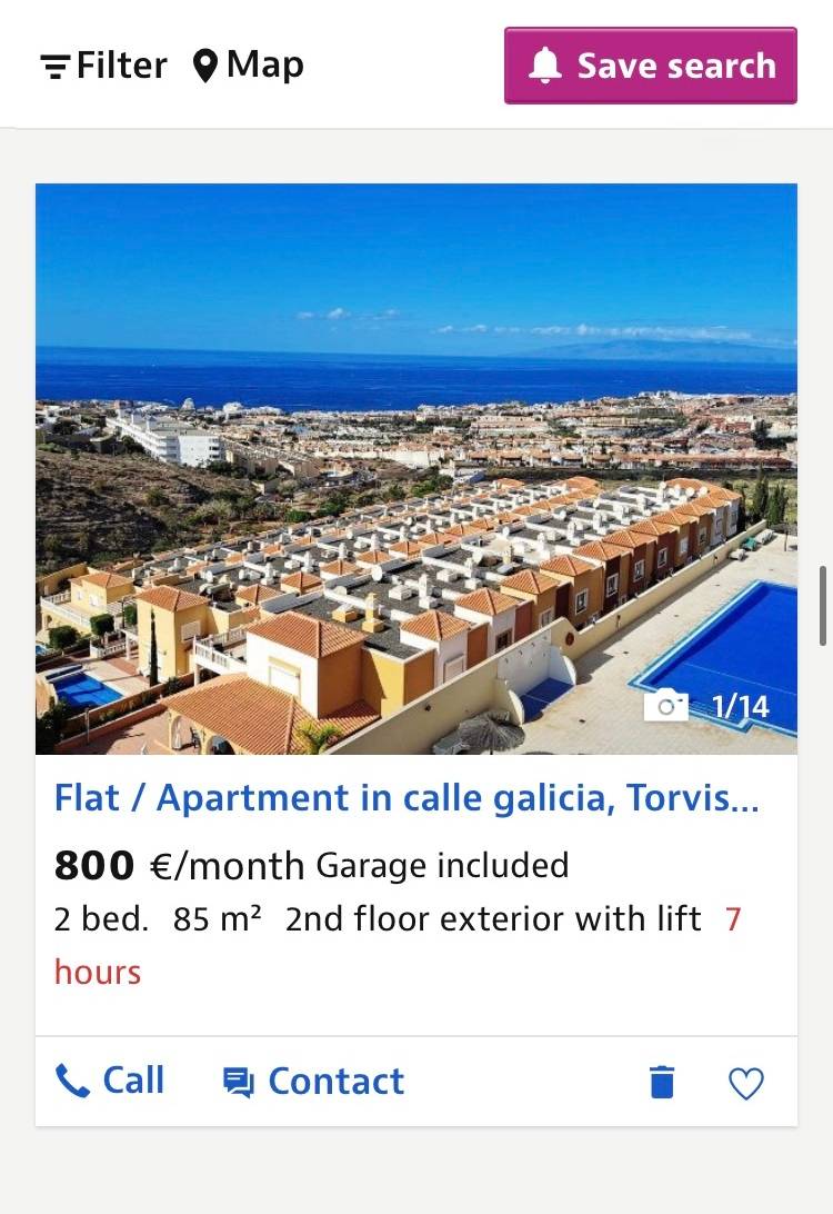 Квартира с гаражом на Тенерифе площадью 85&nbsp;м² стоит 800&nbsp;€ в&nbsp;месяц