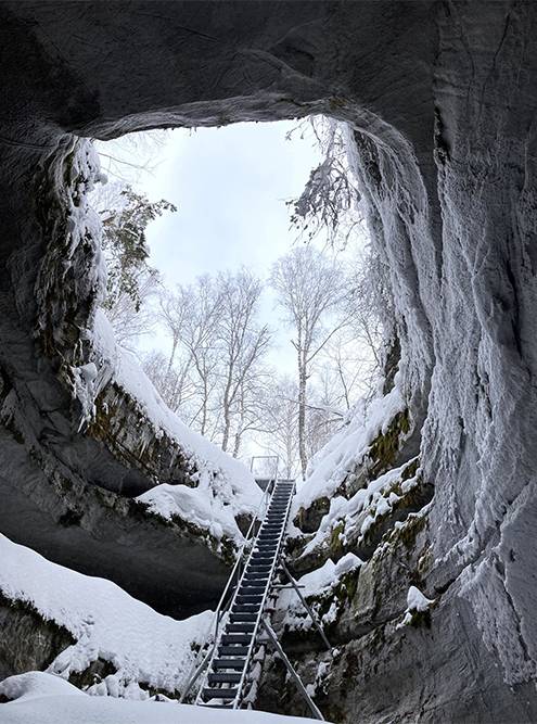Пещера Кутукская-4 зимой. Источник:&nbsp;vk.com/parkbashkiria