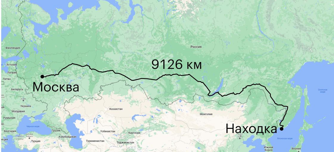 Расстояние до Москвы на поезде на карте