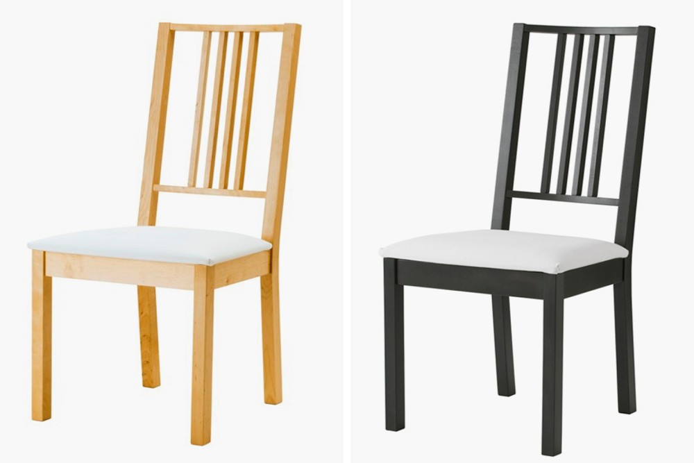 С точки зрения Роспатента эти два стула — аналоги, отличаются только цветом. Если первый уже запатентован, второй запатентовать не получится, потому&nbsp;что он уже не будет считаться оригинальным. Источник:&nbsp;new.fips.ru