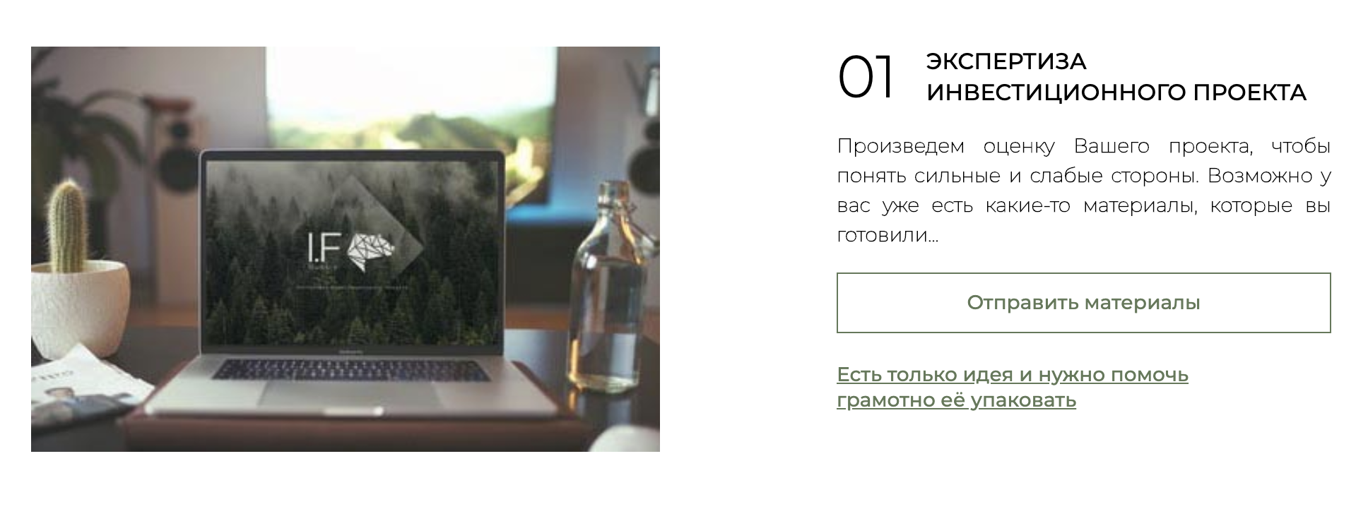 I. F. Russia пишет, что поможет с упаковкой проекта, даже если это только идея