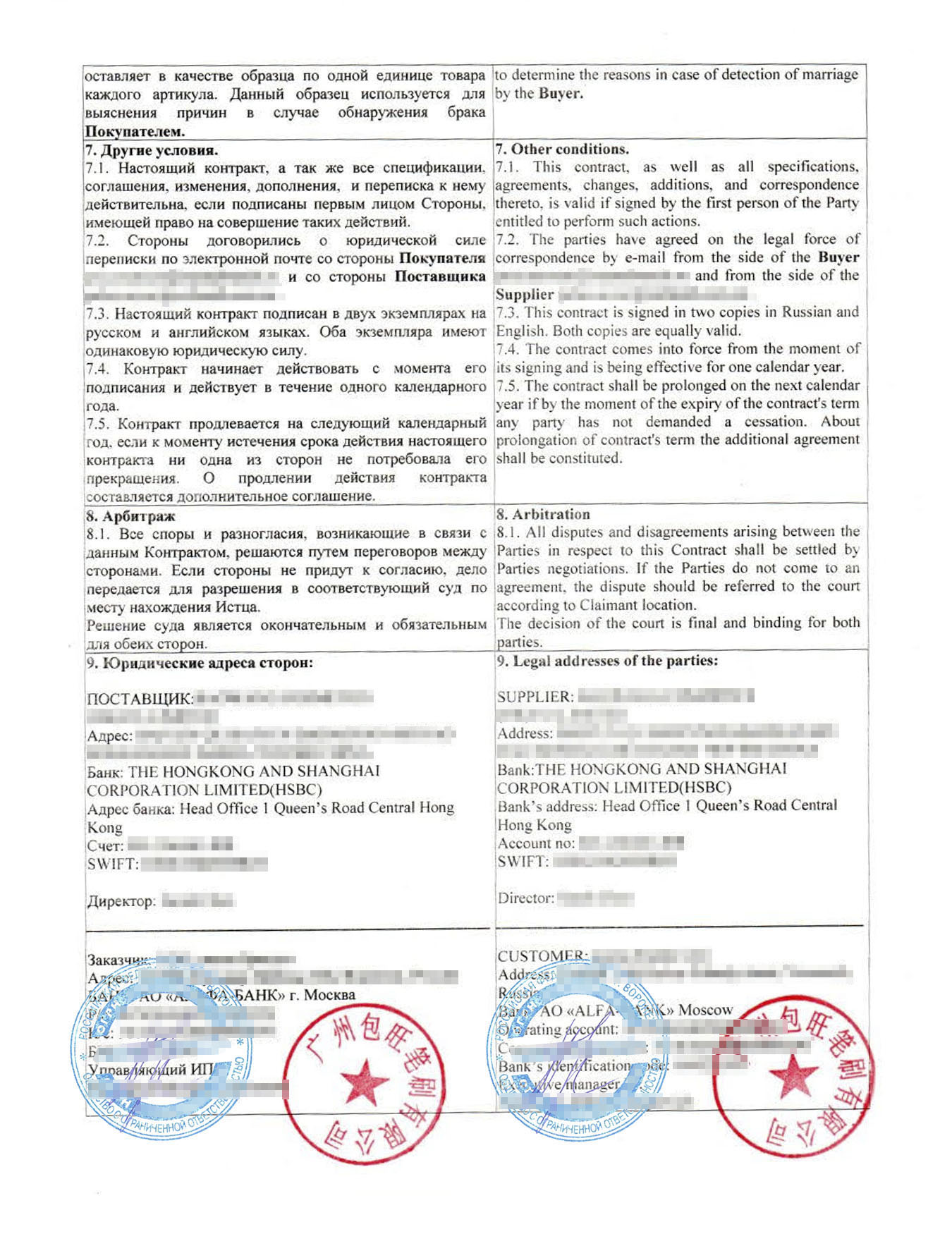 Внешнеторговой контракт по формулировкам похож на внутрироссийский договор поставки. Если бы не печати с иероглифами и не текст на английском, то можно было бы перепутать