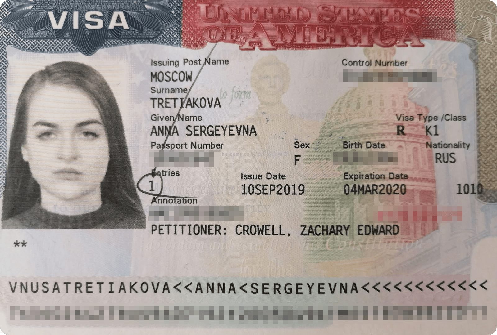 Так выглядит моя виза К1, или виза невесты